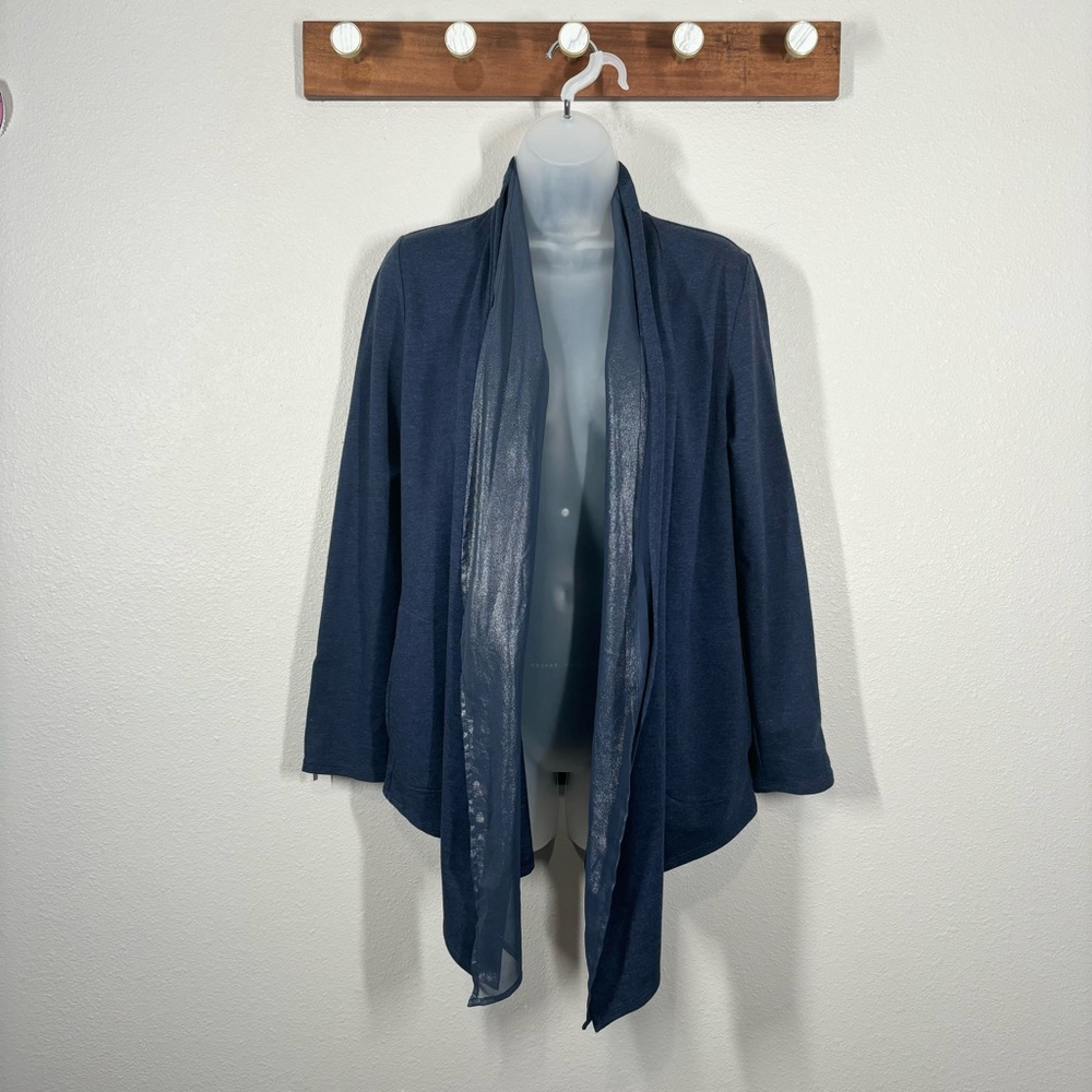 Chico’s Zenergy Blue Shimmer OpenStyle Cardigan Size 0
